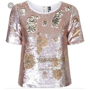 TOPSHOP Two-Tone Sequin Top